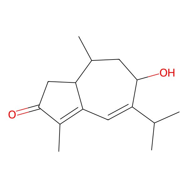 2D Structure of 6-hydroxy-3,8-dimethyl-5-propan-2-yl-6,7,8,8a-tetrahydro-1H-azulen-2-one