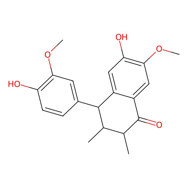 2D Structure of 6-hydroxy-4-(4-hydroxy-3-methoxyphenyl)-7-methoxy-2,3-dimethyl-3,4-dihydro-2H-naphthalen-1-one 2D Structure of 6-hydroxy-4-(4-hydroxy-3-methoxyphenyl)-7-methoxy-2,3-dimethyl-3,4-dihydro-2H-naphthalen-1-one