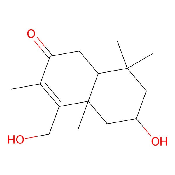 2D Structure of 6-hydroxy-4-(hydroxymethyl)-3,4a,8,8-tetramethyl-5,6,7,8a-tetrahydro-1H-naphthalen-2-one