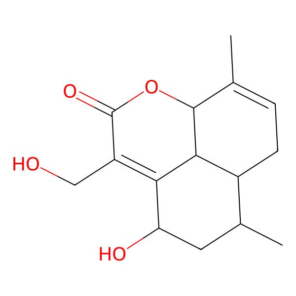 2D Structure of 6-Hydroxy-4-(hydroxymethyl)-8,12-dimethyl-2-oxatricyclo[7.3.1.05,13]trideca-4,11-dien-3-one