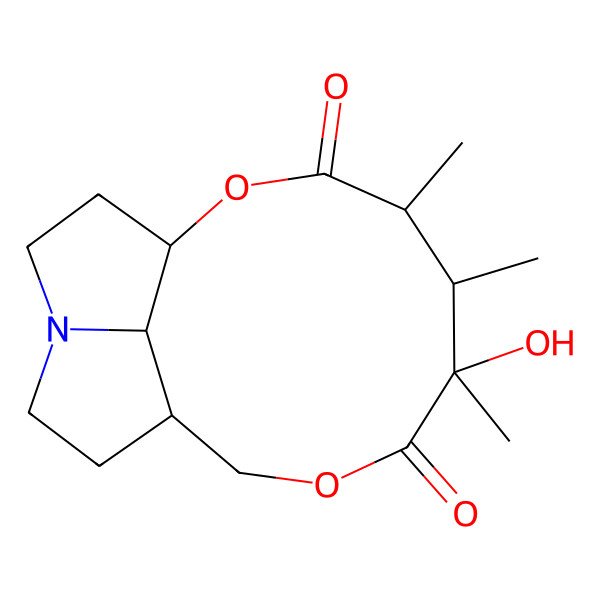 2D Structure of 6-Hydroxy-4,5,6-trimethyl-2,8-dioxa-13-azatricyclo[8.5.1.013,16]hexadecane-3,7-dione