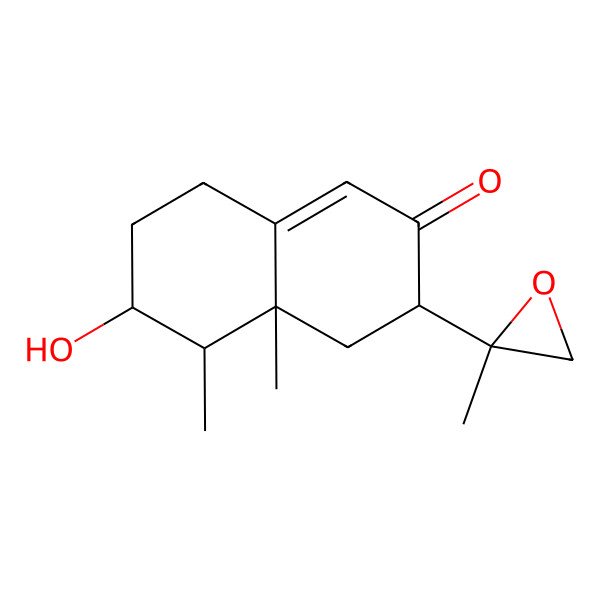 2D Structure of 6-Hydroxy-4a,5-dimethyl-3-(2-methyloxiran-2-yl)-3,4,5,6,7,8-hexahydronaphthalen-2-one