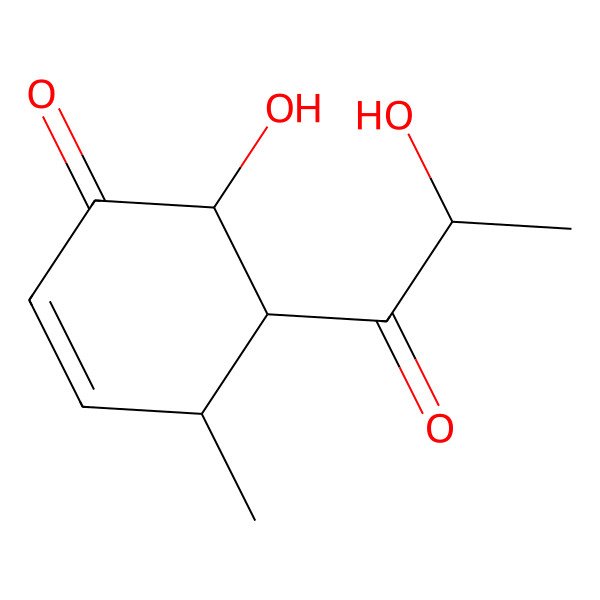 2D Structure of 6-Hydroxy-5-(2-hydroxypropanoyl)-4-methylcyclohex-2-en-1-one
