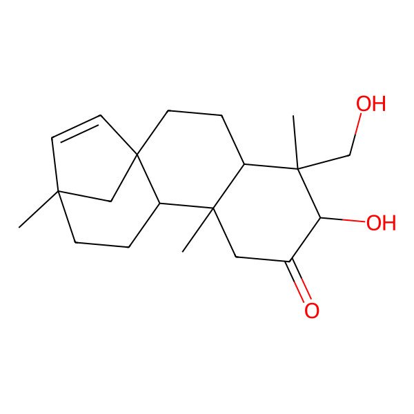 2D Structure of 6-Hydroxy-5-(hydroxymethyl)-5,9,13-trimethyltetracyclo[11.2.1.01,10.04,9]hexadec-14-en-7-one
