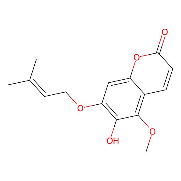 2D Structure of 6-Hydroxy-5-methoxy-7-(3-methylbut-2-enoxy)chromen-2-one 2D Structure of 6-Hydroxy-5-methoxy-7-(3-methylbut-2-enoxy)chromen-2-one