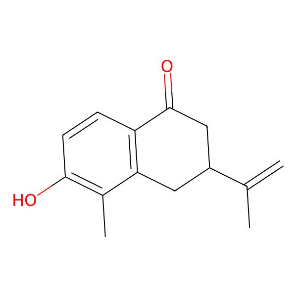 2D Structure of 6-hydroxy-5-methyl-3-prop-1-en-2-yl-3,4-dihydro-2H-naphthalen-1-one 2D Structure of 6-hydroxy-5-methyl-3-prop-1-en-2-yl-3,4-dihydro-2H-naphthalen-1-one