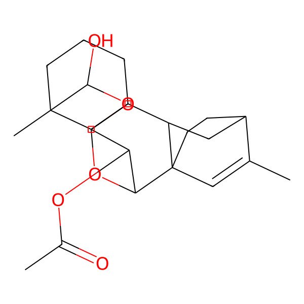 2D Structure of (6-Hydroxy-5,13-dimethyl-7,9-dioxahexacyclo[8.6.2.211,14.01,8.05,17.011,16]icos-12-en-18-yl) acetate