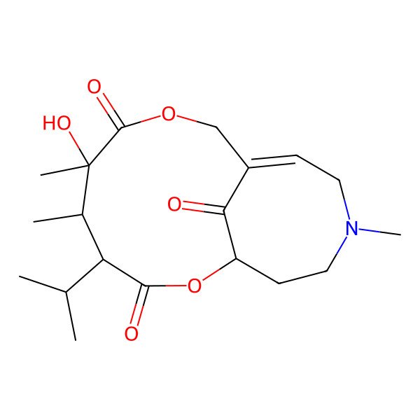 2D Structure of 6-Hydroxy-5,6,13-trimethyl-4-propan-2-yl-2,8-dioxa-13-azabicyclo[8.5.1]hexadec-10-ene-3,7,16-trione