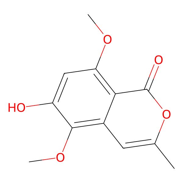 2D Structure of 6-hydroxy-5,8-dimethoxy-3-methyl-1H-isochromen-1-one