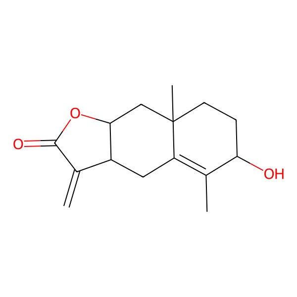 2D Structure of 6-hydroxy-5,8a-dimethyl-3-methylidene-4,6,7,8,9,9a-hexahydro-3aH-benzo[f][1]benzofuran-2-one