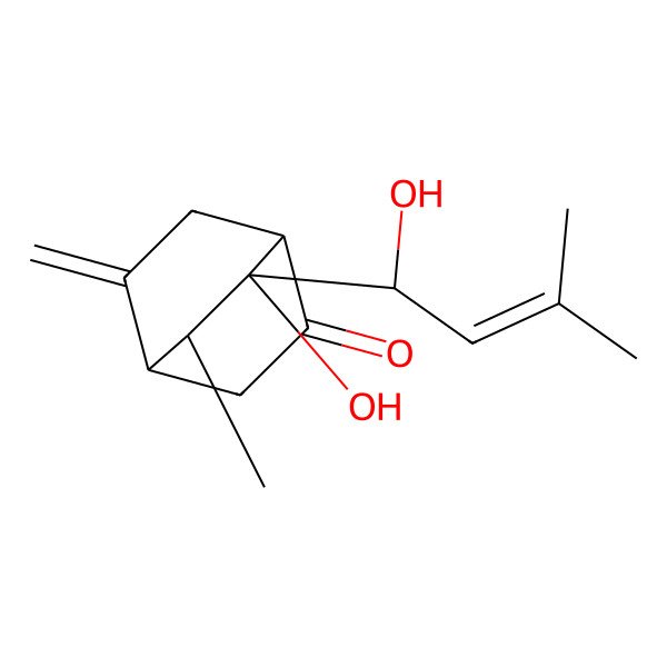 2D Structure of 6-Hydroxy-6-(1-hydroxy-3-methylbut-2-enyl)-5-methyl-8-methylidenebicyclo[2.2.2]octan-2-one