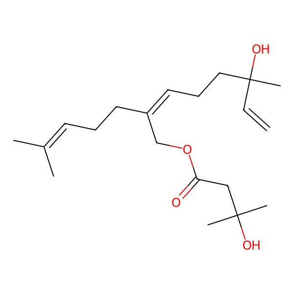 2D Structure of [6-Hydroxy-6-methyl-2-(4-methylpent-3-enyl)octa-2,7-dienyl] 3-hydroxy-3-methylbutanoate