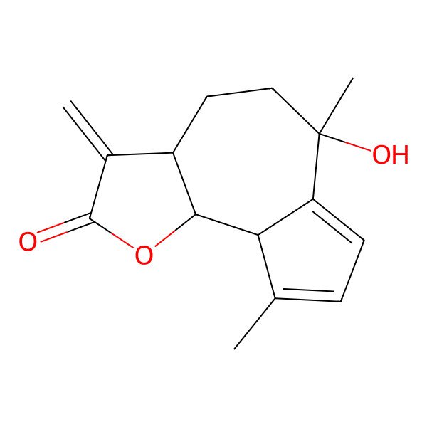 2D Structure of 6-hydroxy-6,9-dimethyl-3-methylidene-4,5,9a,9b-tetrahydro-3aH-azuleno[4,5-b]furan-2-one