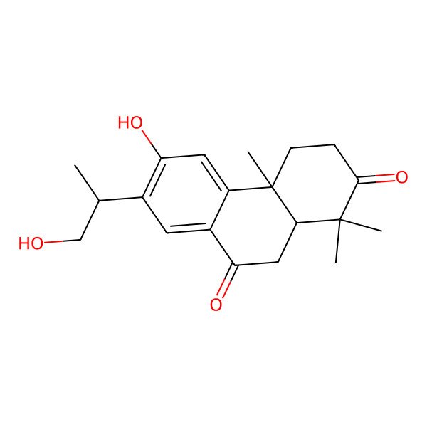 2D Structure of 6-Hydroxy-7-(1-hydroxypropan-2-yl)-1,1,4a-trimethyl-3,4,10,10a-tetrahydrophenanthrene-2,9-dione 2D Structure of 6-Hydroxy-7-(1-hydroxypropan-2-yl)-1,1,4a-trimethyl-3,4,10,10a-tetrahydrophenanthrene-2,9-dione