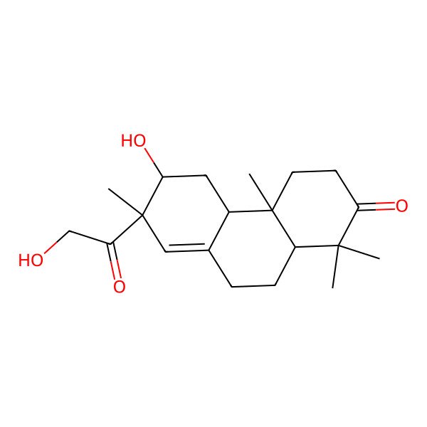 2D Structure of 6-Hydroxy-7-(2-hydroxyacetyl)-1,1,4a,7-tetramethyl-3,4,4b,5,6,9,10,10a-octahydrophenanthren-2-one