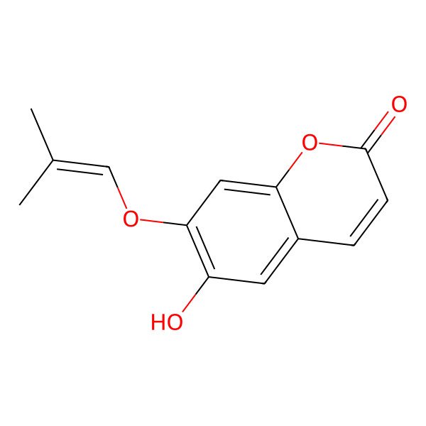 2D Structure of 6-Hydroxy-7-(2-methylprop-1-enoxy)chromen-2-one