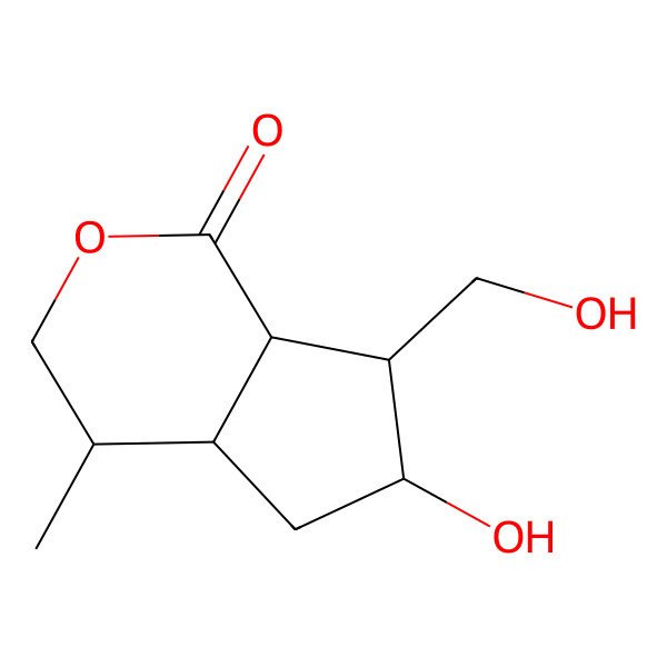 2D Structure of 6-hydroxy-7-(hydroxymethyl)-4-methyl-4,4a,5,6,7,7a-hexahydro-3H-cyclopenta[c]pyran-1-one