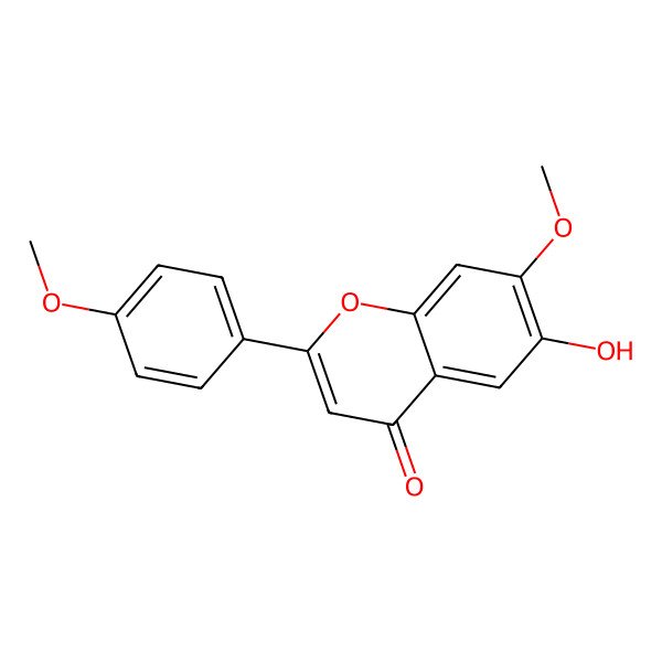 2D Structure of 6-Hydroxy-7-methoxy-2-(4-methoxyphenyl)chromen-4-one
