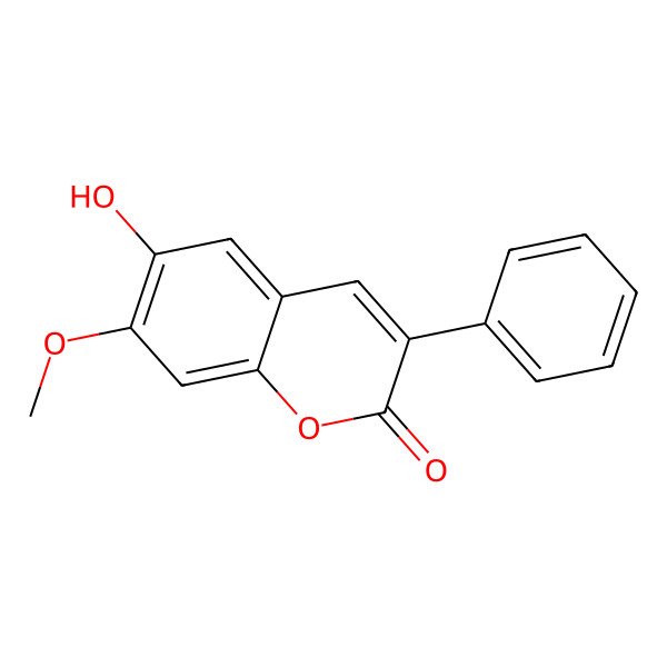 2D Structure of 6-Hydroxy-7-methoxy-3-phenylchromen-2-one