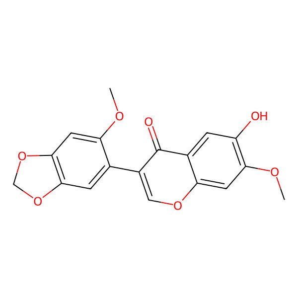 2D Structure of 6-Hydroxy-7,2'-dimethoxy-4',5'-methylenedioxyisoflavone