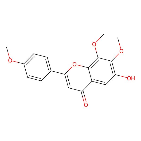2D Structure of 6-Hydroxy-7,8-dimethoxy-2-(4-methoxyphenyl)chromen-4-one