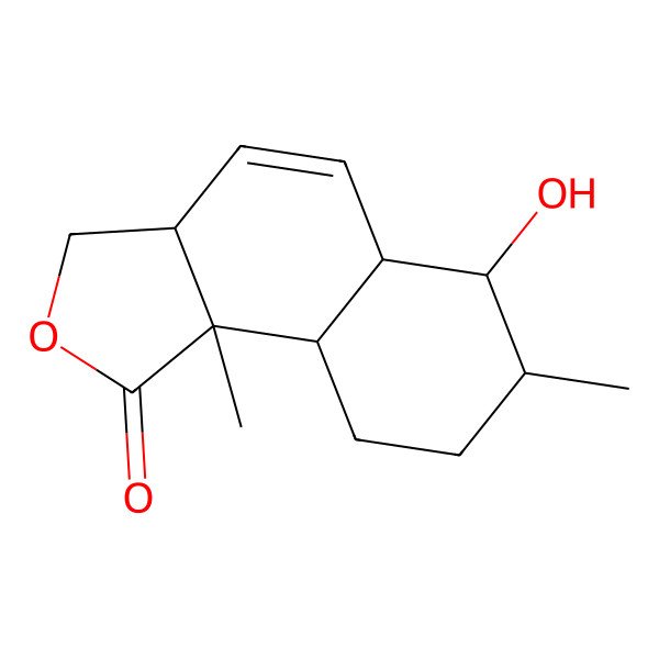 2D Structure of 6-Hydroxy-7,9b-dimethyl-3,3a,5a,6,7,8,9,9a-octahydrobenzo[g][2]benzofuran-1-one
