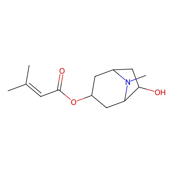 2D Structure of (6-Hydroxy-8-methyl-8-azabicyclo[3.2.1]octan-3-yl) 3-methylbut-2-enoate