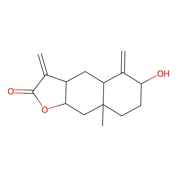 2D Structure of 6-Hydroxy-8a-methyl-3,5-dimethylidene-3a,4,4a,6,7,8,9,9a-octahydrobenzo[f][1]benzofuran-2-one