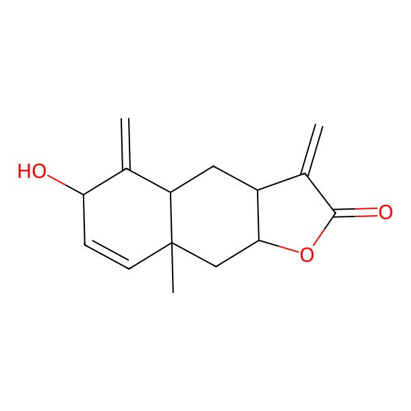 2D Structure of 6-Hydroxy-8a-methyl-3,5-dimethylidene-3a,4,4a,6,9,9a-hexahydrobenzo[f][1]benzofuran-2-one