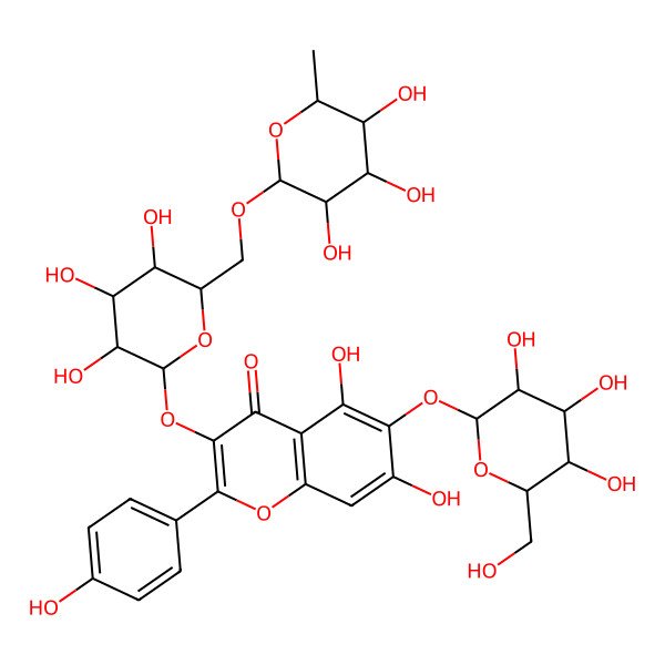 2D Structure of 6-Hydroxykaempferol 3-rutinoside 6-glucoside