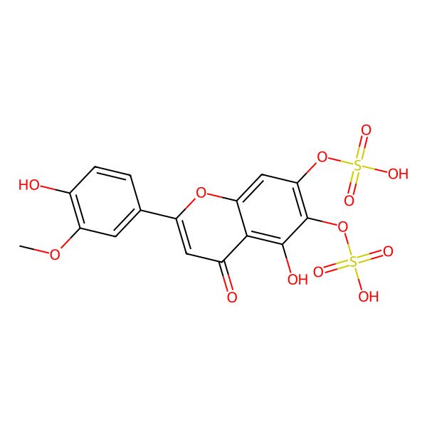 2D Structure of 6-Hydroxyluteolin 3'-methyl ether 6,7-disulfate 2D Structure of 6-Hydroxyluteolin 3'-methyl ether 6,7-disulfate