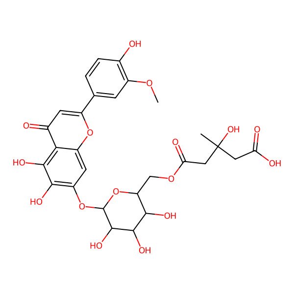 2D Structure of 6-Hydroxyluteolin 3'-methyl ether 7-[6''-(3-hydroxy-3-methylglutaryl)glucoside]
