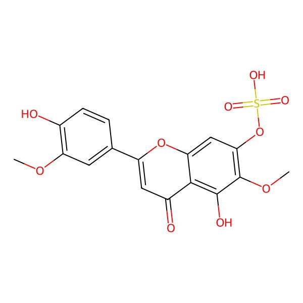 2D Structure of 6-Hydroxyluteolin 6,3'-dimethyl ether 7-sulfate 2D Structure of 6-Hydroxyluteolin 6,3'-dimethyl ether 7-sulfate