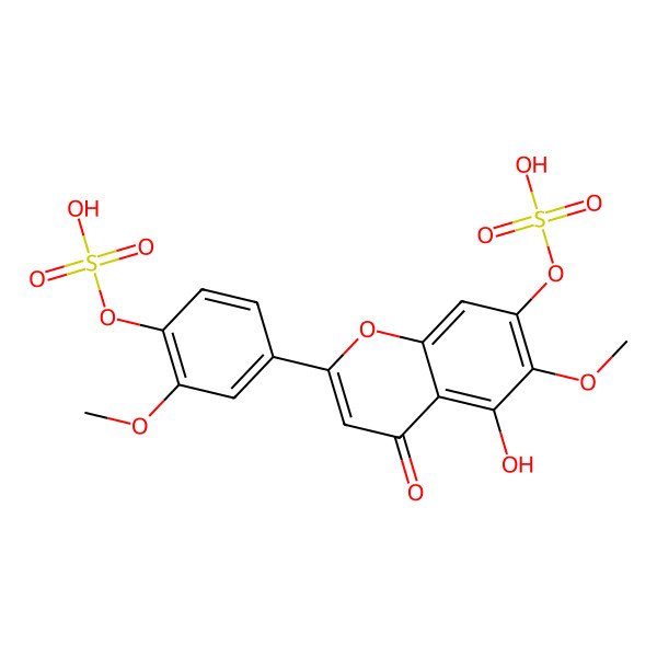 2D Structure of 6-Hydroxyluteolin 6,3'-dimethyl ether 7,4'-disulfate 2D Structure of 6-Hydroxyluteolin 6,3'-dimethyl ether 7,4'-disulfate