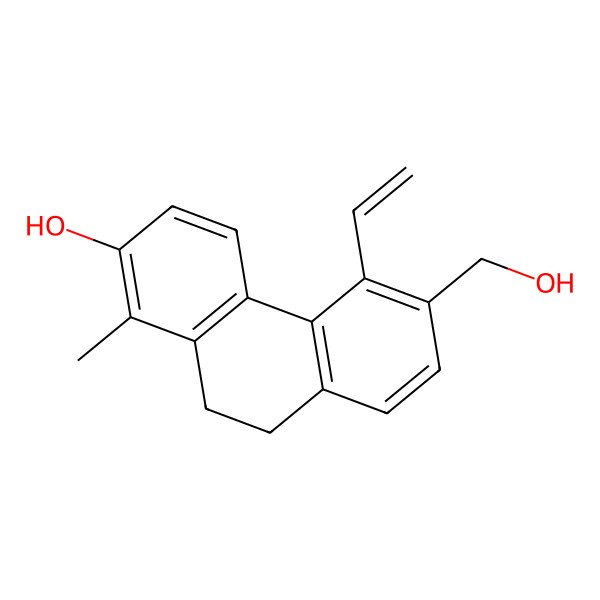 2D Structure of 6-Hydroxymethyl-1-methyl-5-vinyl-9,10-dihydrophenanthrene-2-ol 2D Structure of 6-Hydroxymethyl-1-methyl-5-vinyl-9,10-dihydrophenanthrene-2-ol
