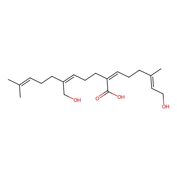 2D Structure of 6-(Hydroxymethyl)-2-(6-hydroxy-4-methylhex-4-enylidene)-10-methylundeca-5,9-dienoic acid
