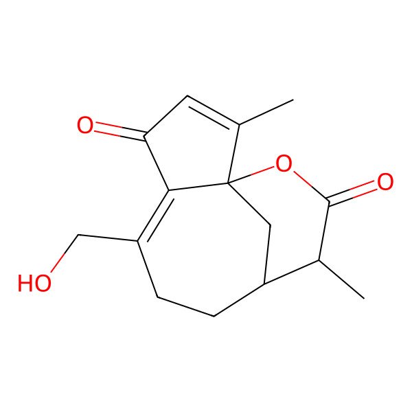 2D Structure of 6-(Hydroxymethyl)-2,10-dimethyl-12-oxatricyclo[7.3.1.01,5]trideca-2,5-diene-4,11-dione
