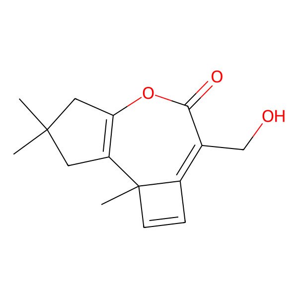 2D Structure of 6-(Hydroxymethyl)-2,11,11-trimethyl-8-oxatricyclo[7.3.0.02,5]dodeca-1(9),3,5-trien-7-one