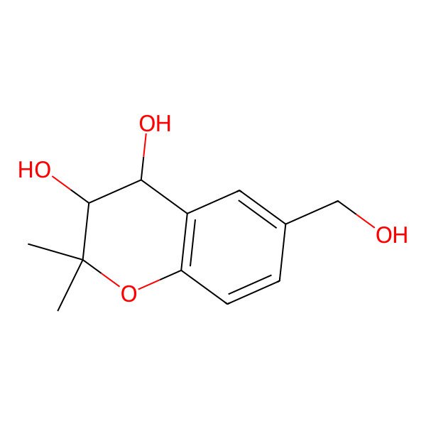 2D Structure of 6-(Hydroxylmethyl)-2,2-dimethyl-3,4-dihydro-2h-chromene-3,4-diol