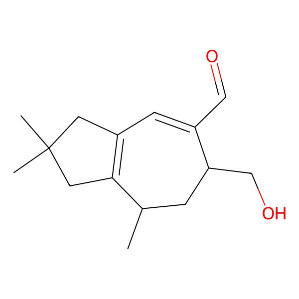 2D Structure of 6-(hydroxymethyl)-2,2,8-trimethyl-3,6,7,8-tetrahydro-1H-azulene-5-carbaldehyde