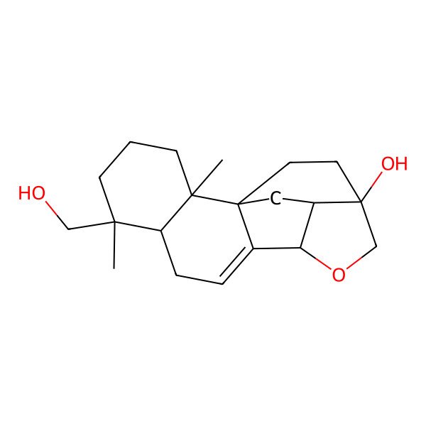 2D Structure of 6-(Hydroxymethyl)-2,6-dimethyl-12-oxapentacyclo[9.5.2.01,10.02,7.014,18]octadec-9-en-14-ol