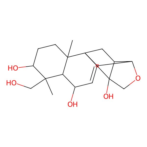 2D Structure of 6-(Hydroxymethyl)-2,6-dimethyl-12-oxapentacyclo[9.5.2.01,10.02,7.014,18]octadec-9-ene-5,8,14-triol