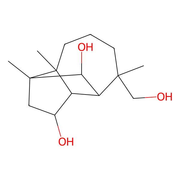 2D Structure of 6-(Hydroxymethyl)-2,6,9-trimethyltricyclo[5.4.0.02,9]undecane-8,11-diol