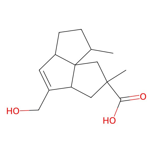2D Structure of 6-(Hydroxymethyl)-3,11-dimethyltricyclo[6.3.0.01,5]undec-6-ene-3-carboxylic acid