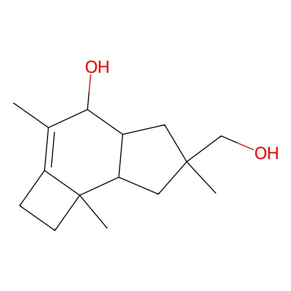 2D Structure of 6-(hydroxymethyl)-3,6,7b-trimethyl-2,4,4a,5,7,7a-hexahydro-1H-cyclobuta[e]inden-4-ol