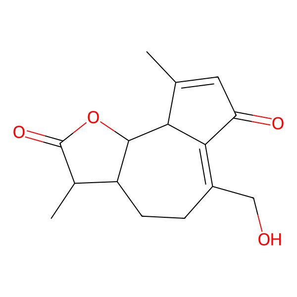 2D Structure of 6-(Hydroxymethyl)-3,9-dimethyl-3,3a,4,5,9a,9b-hexahydroazuleno[4,5-b]furan-2,7-dione