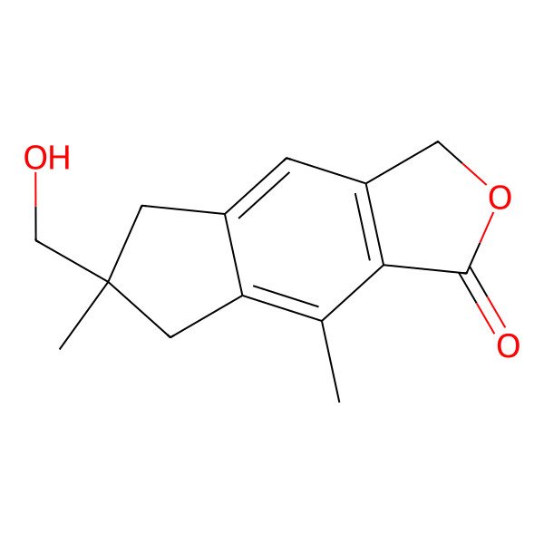 2D Structure of 6-(hydroxymethyl)-6,8-dimethyl-5,7-dihydro-3H-cyclopenta[f][2]benzofuran-1-one