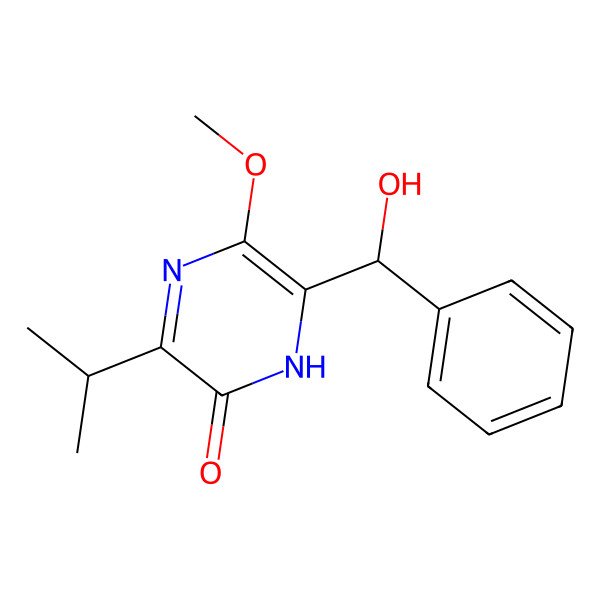 2D Structure of 6-[hydroxy(phenyl)methyl]-5-methoxy-3-propan-2-yl-1H-pyrazin-2-one