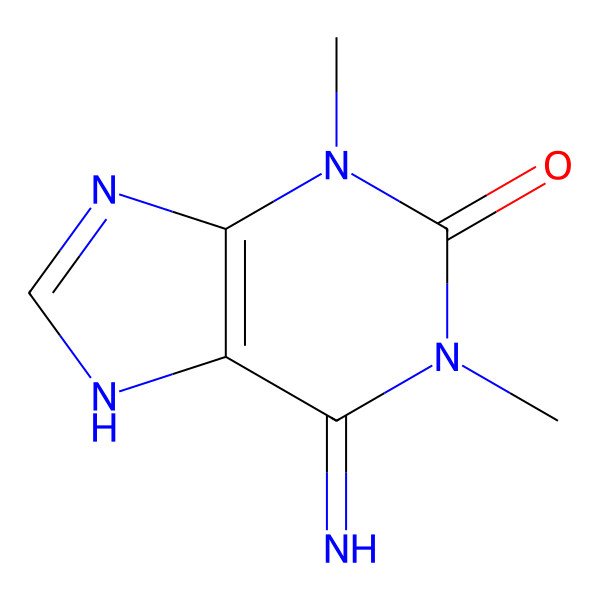 2D Structure of 6-Imino-1,3-dimethyl-6,9-dihydro-1H-purin-2(3H)-one