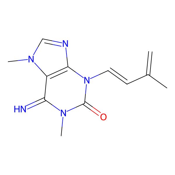 2D Structure of 6-Imino-1,7-dimethyl-3-(3-methylbuta-1,3-dienyl)purin-2-one